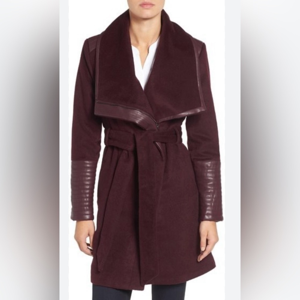 Badgley Mischka burgundy coat